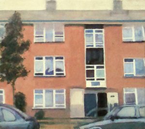 Een plek om te wonen 47, 2012 (olieverf op multiplex) door Trevor Burgess