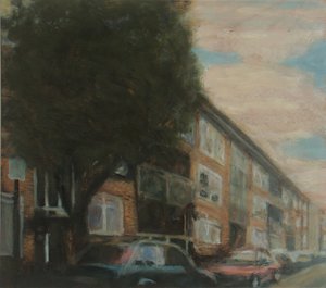Een plek om te wonen 4, 2010 (olieverf op multiplex) door Trevor Burgess