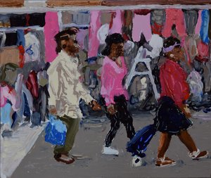 Markthandelaars (Deptford, Londen), 2018 (olieverf op board)