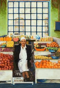 Marktkraam (Quito, Ecuador), 2015 (olieverf op board)