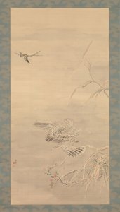 Havik grijpt een kleine vogel, 19e eeuw