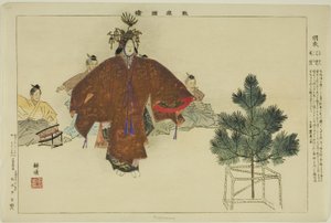 Hagoromo, uit de serie "Afbeeldingen van No-voorstellingen (Nogaku Zue)" door Tsukioka Kogyo