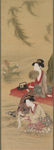 Onder de wilg, na 1778 door Tsukioka Sessai