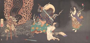 Fudo Myoo bedreigt een novice, 1885