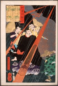Mashiba Hisayoshi, der Tairyō, im Blitz door Tsukioka Yoshitoshi
