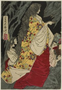 Bovennatuurlijke wezens in Shirazunoyabu in Yawata door Tsukioka Yoshitoshi