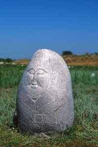 Een grafsteen van het West-Turkse Khanaat, 6e-10e eeuw