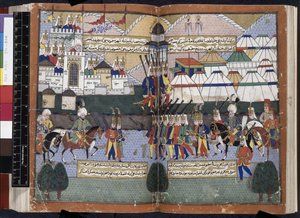 Ottomaanse leger van Lala Mustafa Pasha paradeert voor de muren van Tiflis uit 