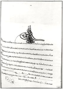 Document met Vrijgeleide gegeven aan Rene de Chateaubriand (1768-1848) door Sultan Selim III (1761-1808) 14-23 september 1806