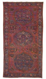 Grote drievoudige medaillon Ushak tapijt, West-Anatolië, begin 17e eeuw