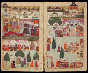 De kroning van de Ottomaanse sultan Mehmet III in het Topkapi-paleis in 1595