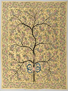 Zijden Hangende met Geborduurde Levensboom, 1800s door Turkish School