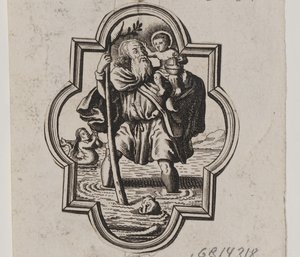 Embleem met de heilige Christoffel