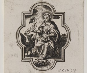 Embleem met de evangelist Johannes door Ubekendt