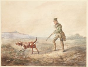 Landschap met een jager en zijn hond