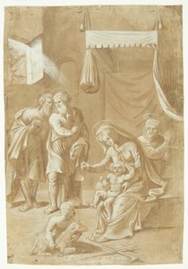 Maria met het kindje Jezus, Johannes de Doper, Elisabeth, Jozef en Zacharias door Ubekendt