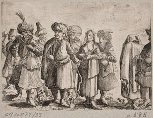Mannen en vrouwen in oosterse kleding