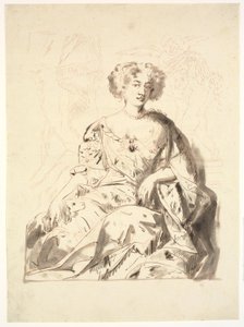 Portret van een dame, zittend, halve figuur