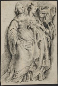 Drie vrouwenfiguren, uit "Sint Bavos bekering"