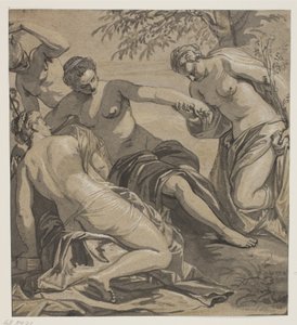 De drie Gratiën en Mercurius, naar het schilderij in de Anticollegio, Palazzo Ducale, Venetië door Ubekendt Ubekendt