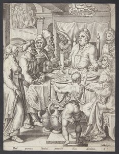 Nabals feest door Ubekendt efter Maarten van Heemskerck