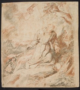 De stigmatisatie van de heilige Franciscus door Ubekendt efter Peter Paul Rubens