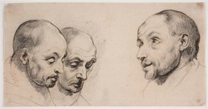 Drie mannenhoofden door Ubekendt kopist efter Anthony van Dyck