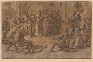Dood van Ananias door Ugo da Carpi