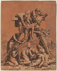 De kruisafneming door Ugo da Carpi after Raphael