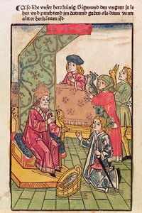 Keizer Sigismund (1367-1437) van Luxemburg ontvangt de hulde van zijn Hongaarse onderdanen, 1483