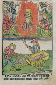 Jan Hus verbrand op de brandstapel tijdens het Concilie van Konstanz, uit 