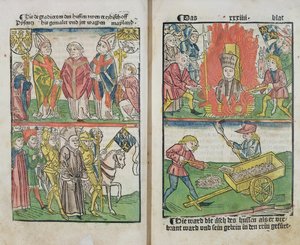 Jan Hus verbrand op de brandstapel tijdens het Concilie van Konstanz, uit 