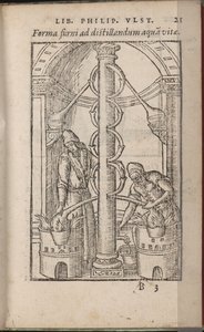 Alchemische apparatuur Uit: Liber de secretis naturae, 1556-1557 door Ulstadius