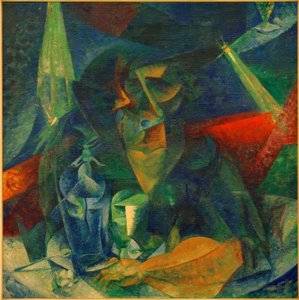 Vrouw in het Café (Ontleding van een vrouwfiguur aan tafel) door Umberto Boccioni
