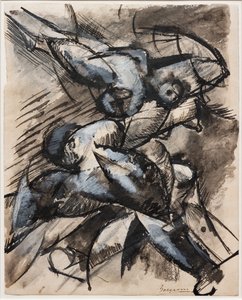 Ik wil menselijke vormen in beweging zien (Dynamische decompositie) door Umberto Boccioni