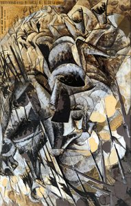 Italië, Milaan, schilderij De aanval van de lansiers