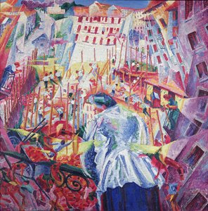 De straat betreedt het huis, 1911 door Umberto Boccioni