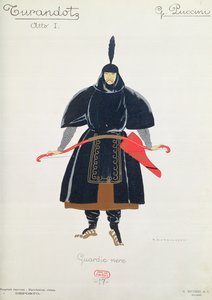 Kostuumontwerp voor de Zwarte Wachten uit Turandot door Giacomo Puccini