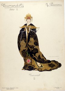 Kostuum voor het personage van prinses Turandot in de opera 