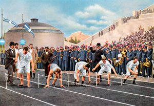 100 meter sprintwedstrijd op de Olympische Spelen, Athene, 1896