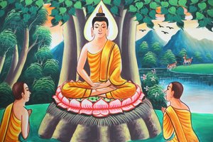 20151103, Kasi, Laos: Schilderij dat het levensverhaal van Shakyamuni Boeddha uitbeeldt