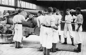 6-inch kanon oefening, Royal Navy trainingscentrum, Shotley, Suffolk, 1936 door Unbekannt