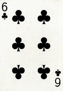 6 van Klaveren uit een kaartspel van Goodall & Son Ltd., ca. 1940