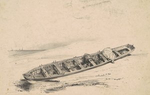 Een gestrand langschip, 19e eeuw door Unbekannt