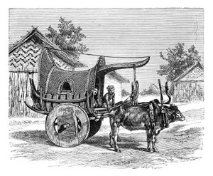 Een Birmaanse wagen, Birma Myanmar, 1895