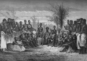 Een koning van Cape Coast en zijn hof, ca. 1880
