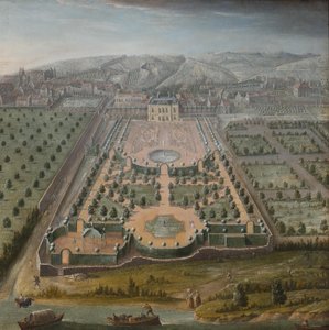 Een Frans landgoed, olieverf op doek, 131 x 130 cm; Franse School, begin 18e eeuw