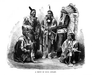 Een Groep Sioux Indianen, 1872 door Unbekannt