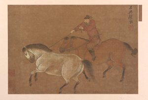 Een ruiter die een paard vangt, Ming dynastie, 1369-1644