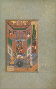 Een Schurk Spaart het Leven van een Arme Man, Folio 4v uit een Mantiq al-tair Taal van de Vogels, 16e eeuw door Unbekannt